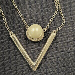 exclusive Silver Butler V Pearl Necklace
